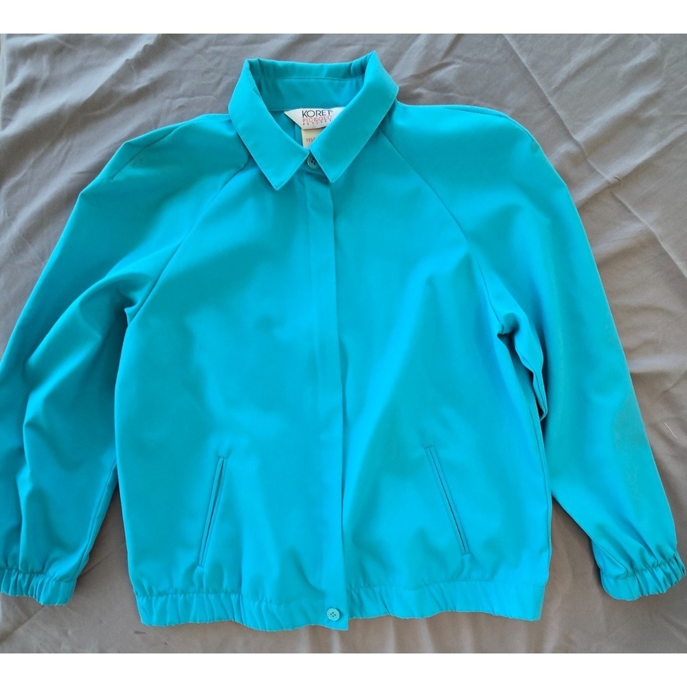 Koret Piccolo Windbreaker Jacket Turquoise  Lightweight Retro Artsy Color Block